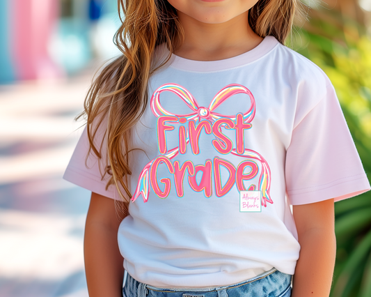 First Grade Pink Coquette Bow DTF TRANSFER or UV DTF STICKER