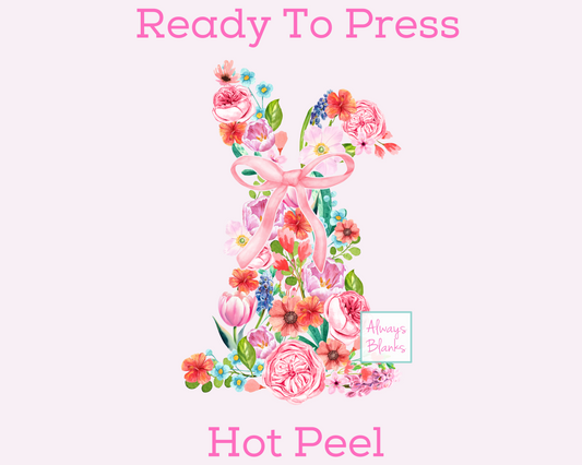 Floral Bunny Coquette Bow Spring Easter DTF TRANSFER