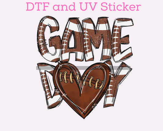 Game Day Football Doodle Letters DTF TRANSFER or UV DTF STICKER