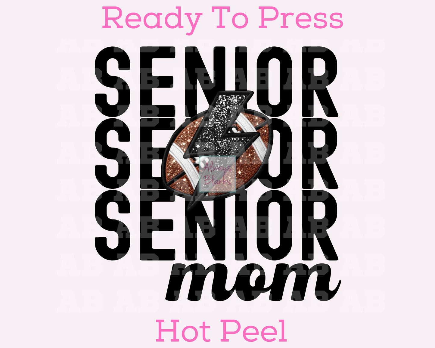 Senior Football Mom (Faux Embroidery) Football DTF TRANSFER or UV DTF STICKER DECAL
