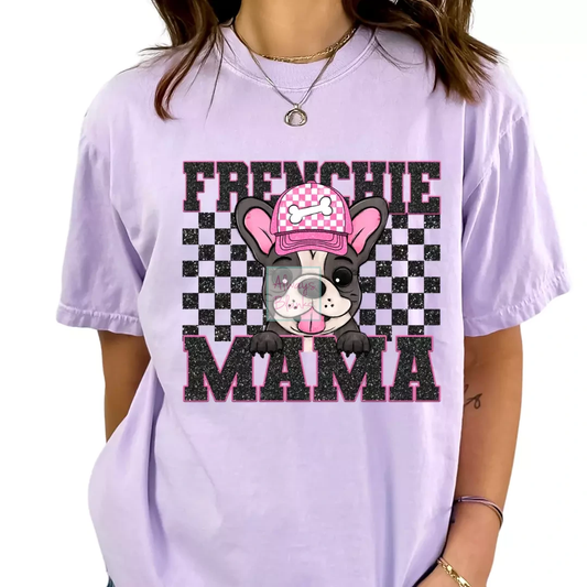 Frenchie Mama (Black) Faux Sequins Faux Embroidery Mom DTF TRANSFER or UV DTF STICKER DECAL