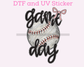 Game Day Baseball with Bow DTF TRANSFER or UV DTF STICKER