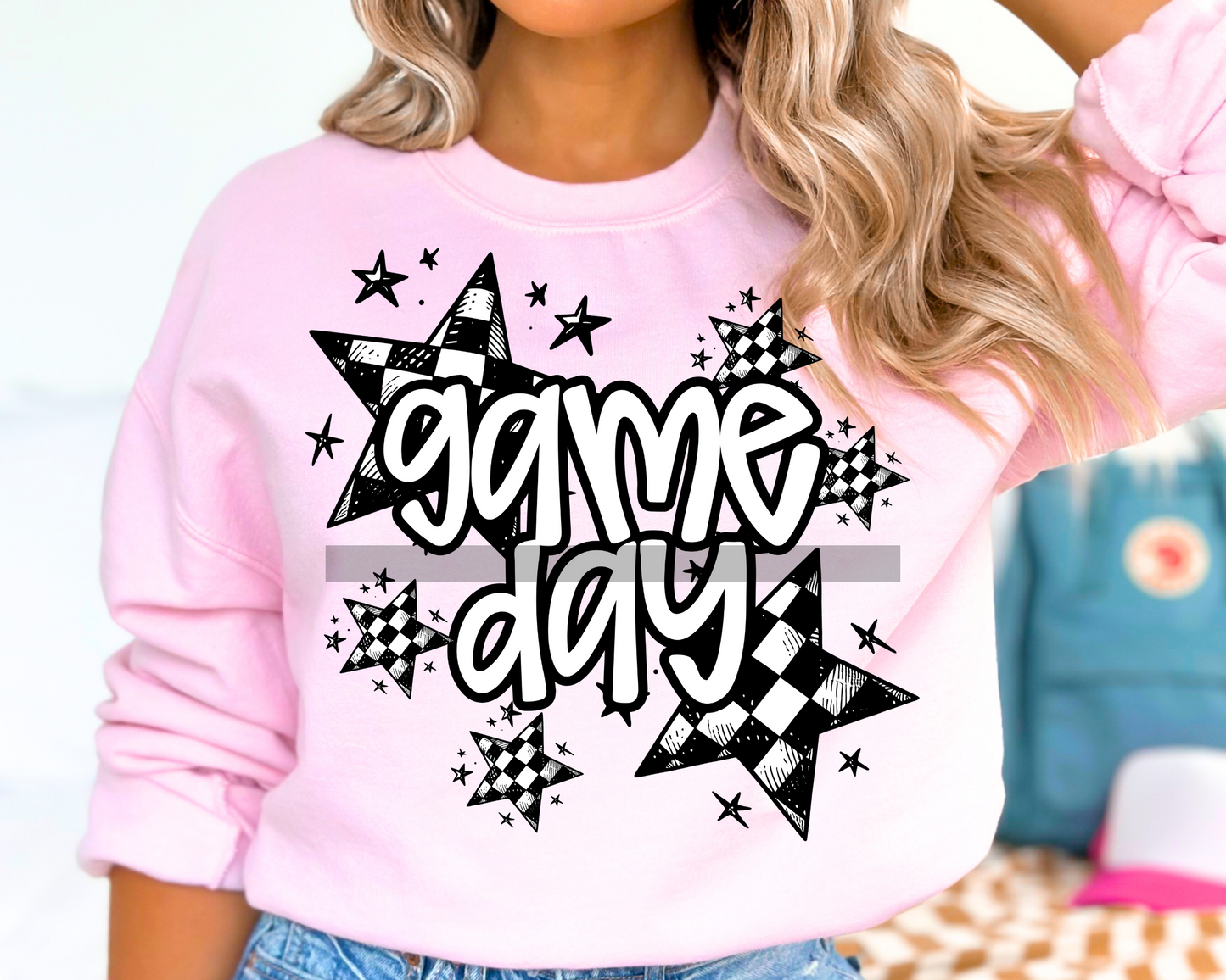 Game Day Checkered Star DTF TRANSFER or UV DTF STICKER