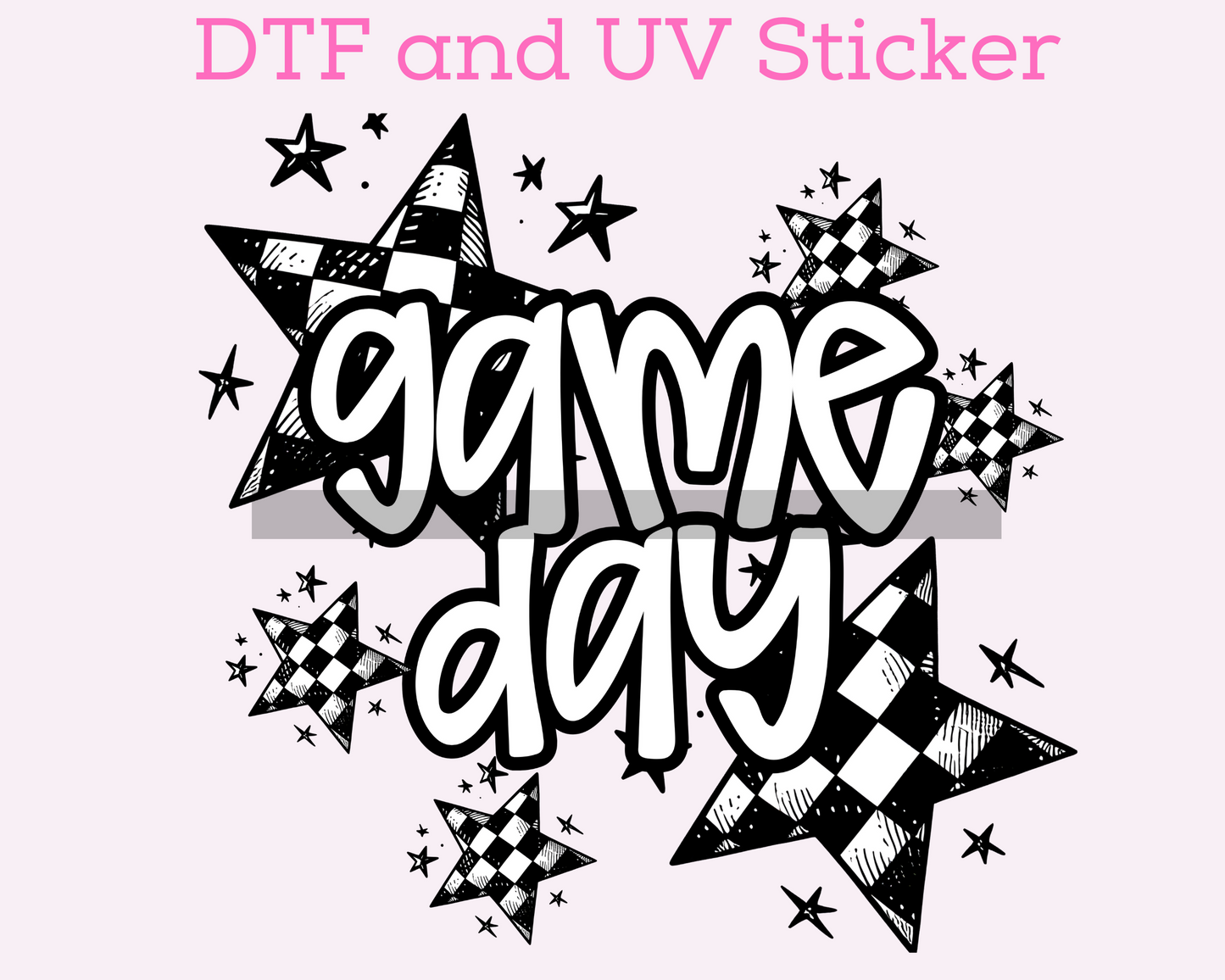Game Day Checkered Star DTF TRANSFER or UV DTF STICKER