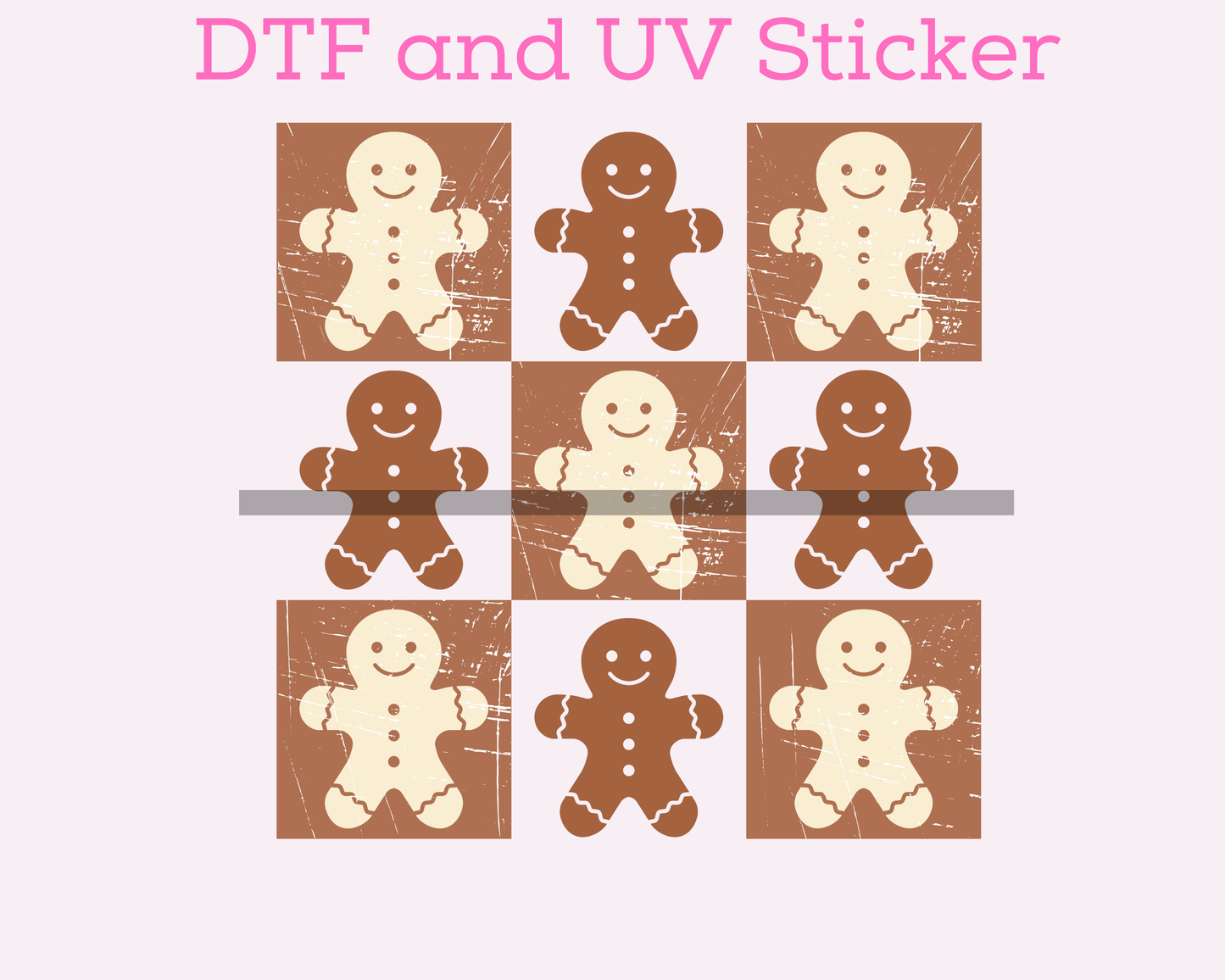 Checkered Gingerbread Christmas DTF TRANSFER  or UV DTF STICKER