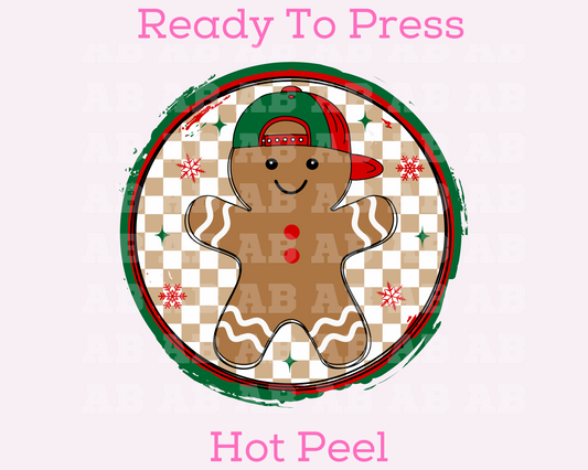 Checkered Christmas Gingerbread Boy Christmas DTF TRANSFER or UV DTF STICKER