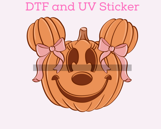 Magical Halloween Girl M0use Pumpkin DTF TRANSFER or UV DTF STICKER