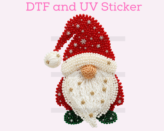 Santa Gnome Faux Texture DTF TRANSFER or UV DTF STICKER