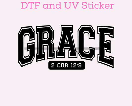 Grace Faith Based Religious DTF TRANSFER or UV DTF STICKER