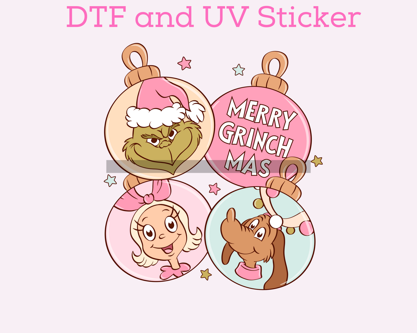 Green Man and Cindy Ornaments Christmas DTF TRANSFER or UV DTF STICKER