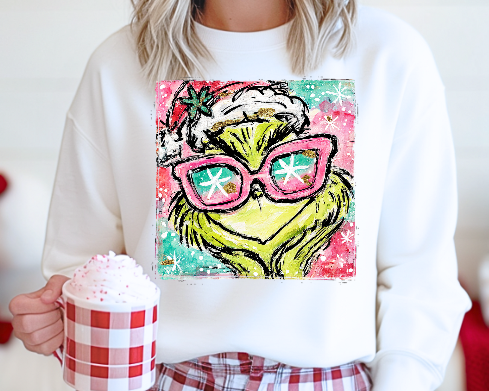 Green Man wearing Sunglasses Christmas DTF TRANSFER or UV DTF STICKER