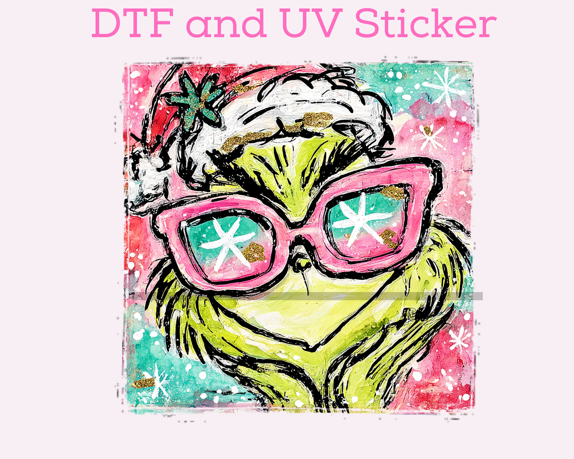 Green Man wearing Sunglasses Christmas DTF TRANSFER or UV DTF STICKER