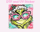Green Man wearing Sunglasses Christmas DTF TRANSFER or UV DTF STICKER