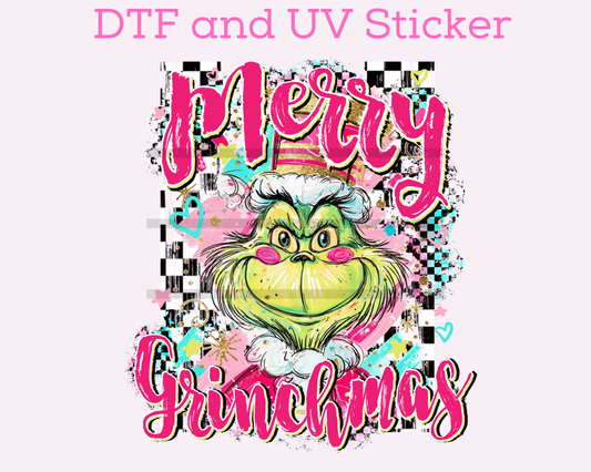 Green Man Merry Christmas DTF TRANSFER or UV DTF STICKER