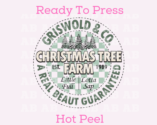 Griswold & Co. Christmas Tree Farm (Cream) Christmas DTF TRANSFER or UV DTF STICKER