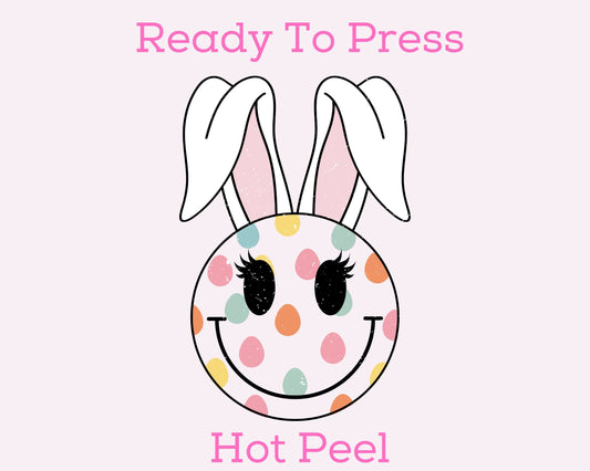 Happy Face Polka Dot Bunny Easter DTF TRANSFER