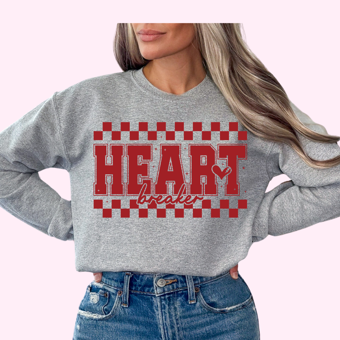 Red Checkered Heartbreaker Valentine's Day DTF TRANSFER or UV DTF STICKER