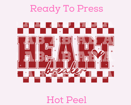 Red Checkered Heartbreaker Valentine's Day DTF TRANSFER or UV DTF STICKER