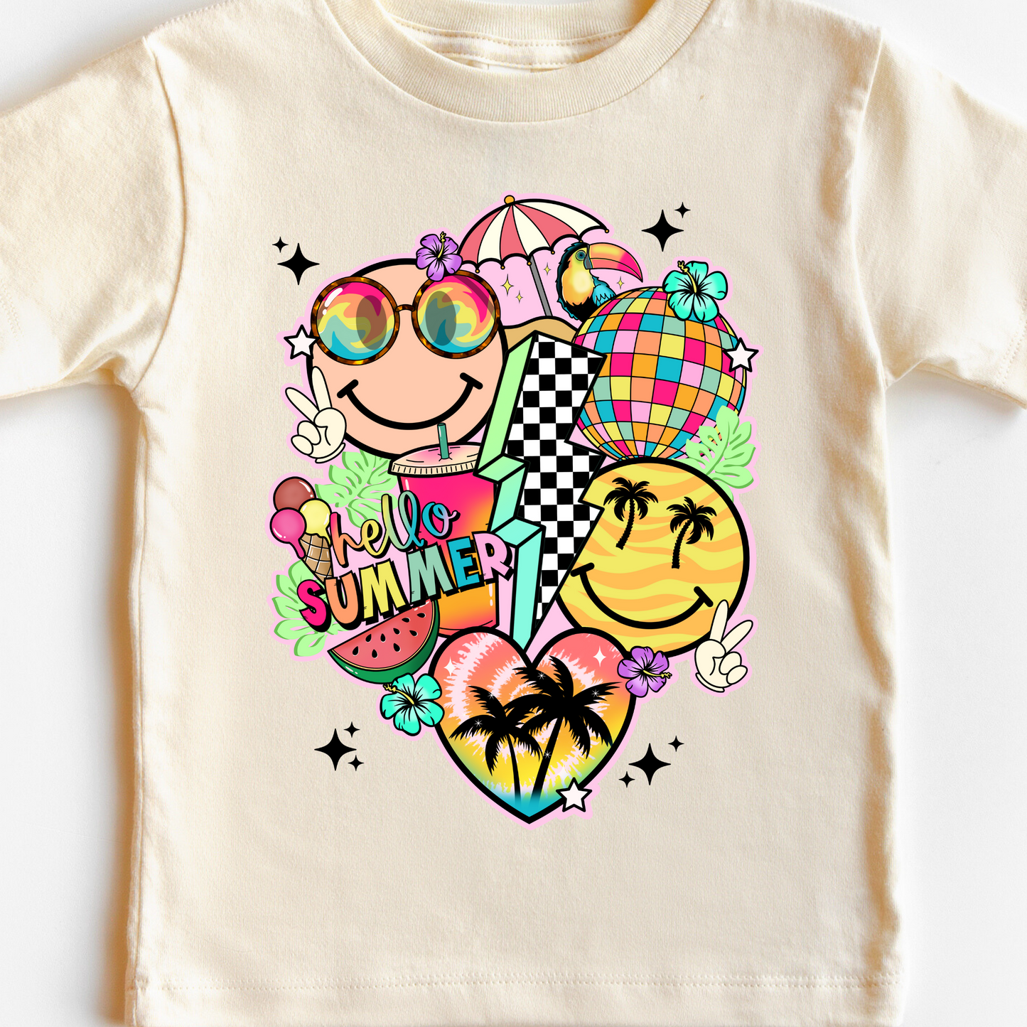 Hello Summer Collage Summer DTF TRANSFER or UV DTF STICKER