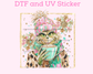 Green Man with Hot Chocolate DTF TRANSFER or UV DTF STICKER
