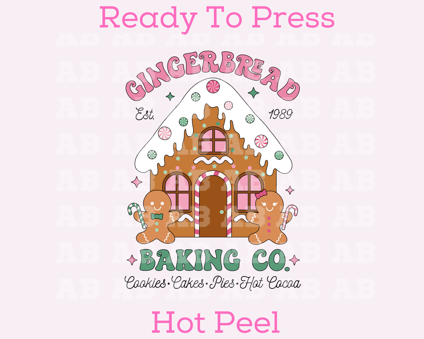 Gingerbread Baking Co. Christmas DTF TRANSFER  or UV DTF STICKER