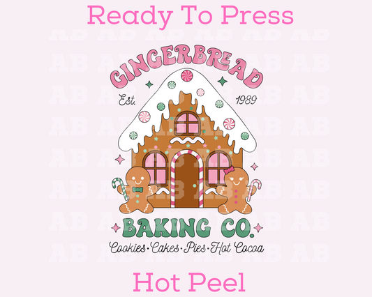 Gingerbread Baking Co. Christmas DTF TRANSFER or UV DTF STICKER