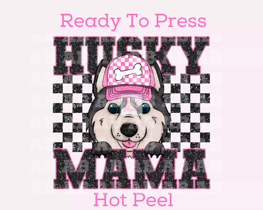 Husky Mama (Black) Faux Sequins Faux Embroidery Mom DTF TRANSFER or UV DTF STICKER DECAL