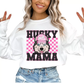 Husky Mama (Pink) Faux Sequins Faux Embroidery Mom DTF TRANSFER or UV DTF STICKER DECAL