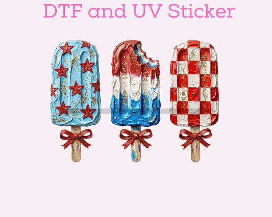 Patriotic Popsicle 4th of July DTF TRANSFER