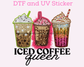 Iced Coffee Queen Faux Sequins DTF TRANSFER