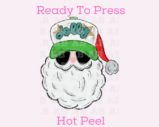 Jolly Trucker Hat Santa Christmas DTF TRANSFER or UV DTF STICKER