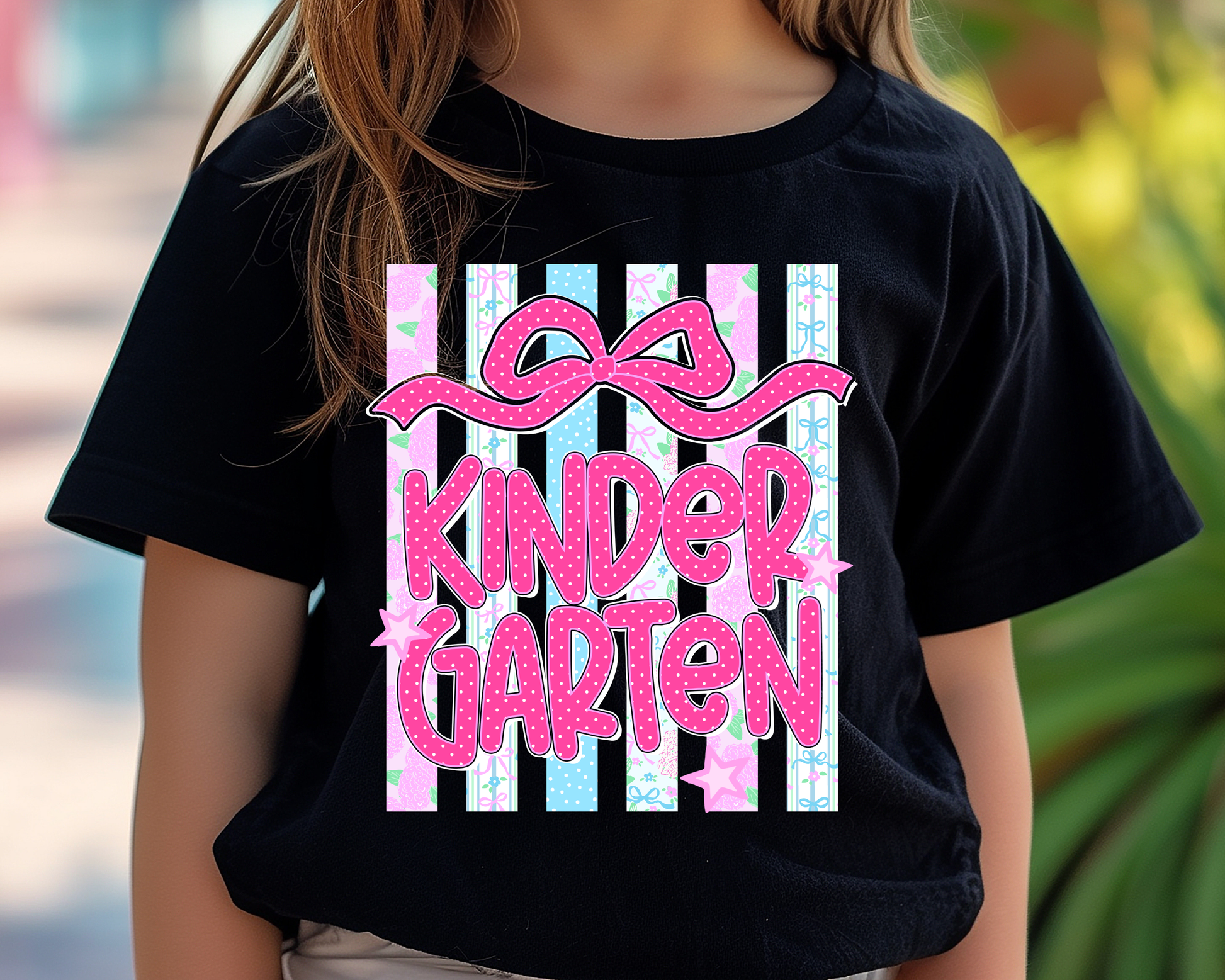 Kindergarten Stripes Bow TRANSFER or UV DTF STICKER
