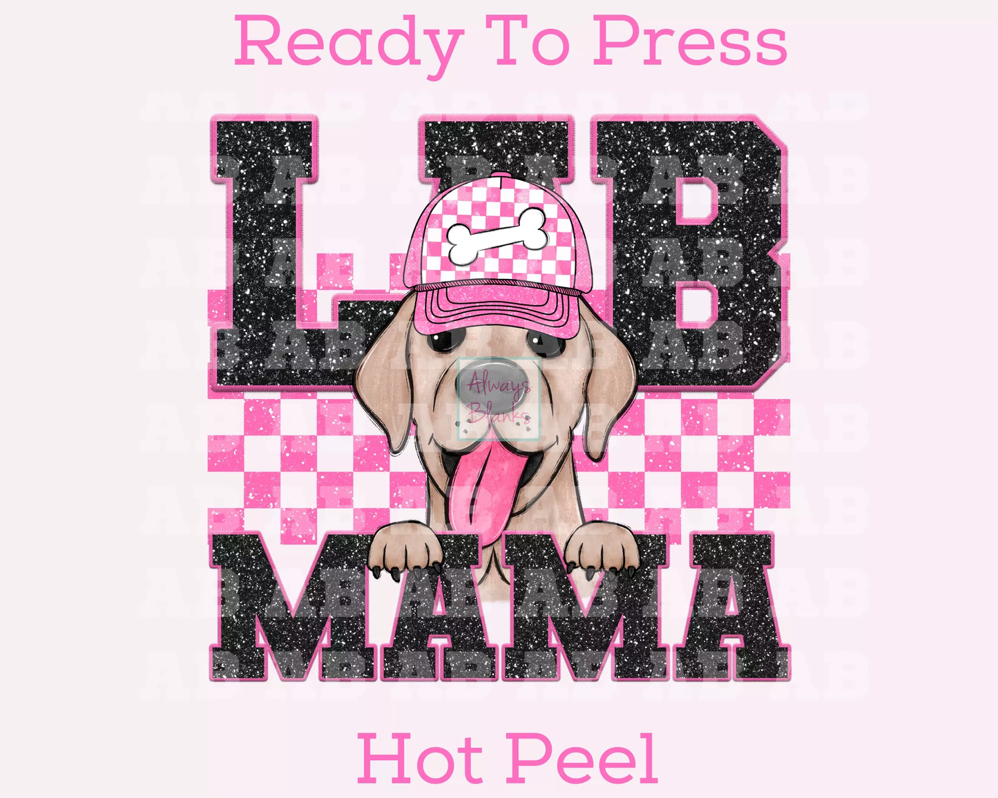 Lab Mama (Pink) Faux Sequins Faux Embroidery Mom DTF TRANSFER or UV DTF STICKER DECAL