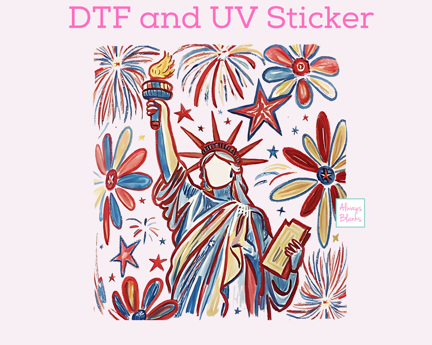 USA Lady Liberty Patriotic DTF TRANSFER or UV DTF STICKER