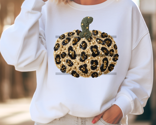 Leopard Faux Yarn Pumpkin Fall Halloween DTF TRANSFER