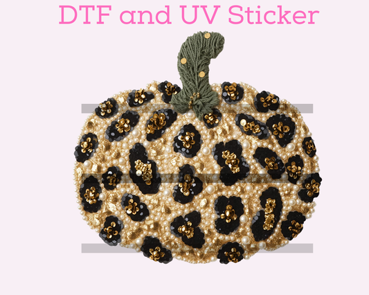 Leopard Faux Yarn Pumpkin Fall Halloween DTF TRANSFER