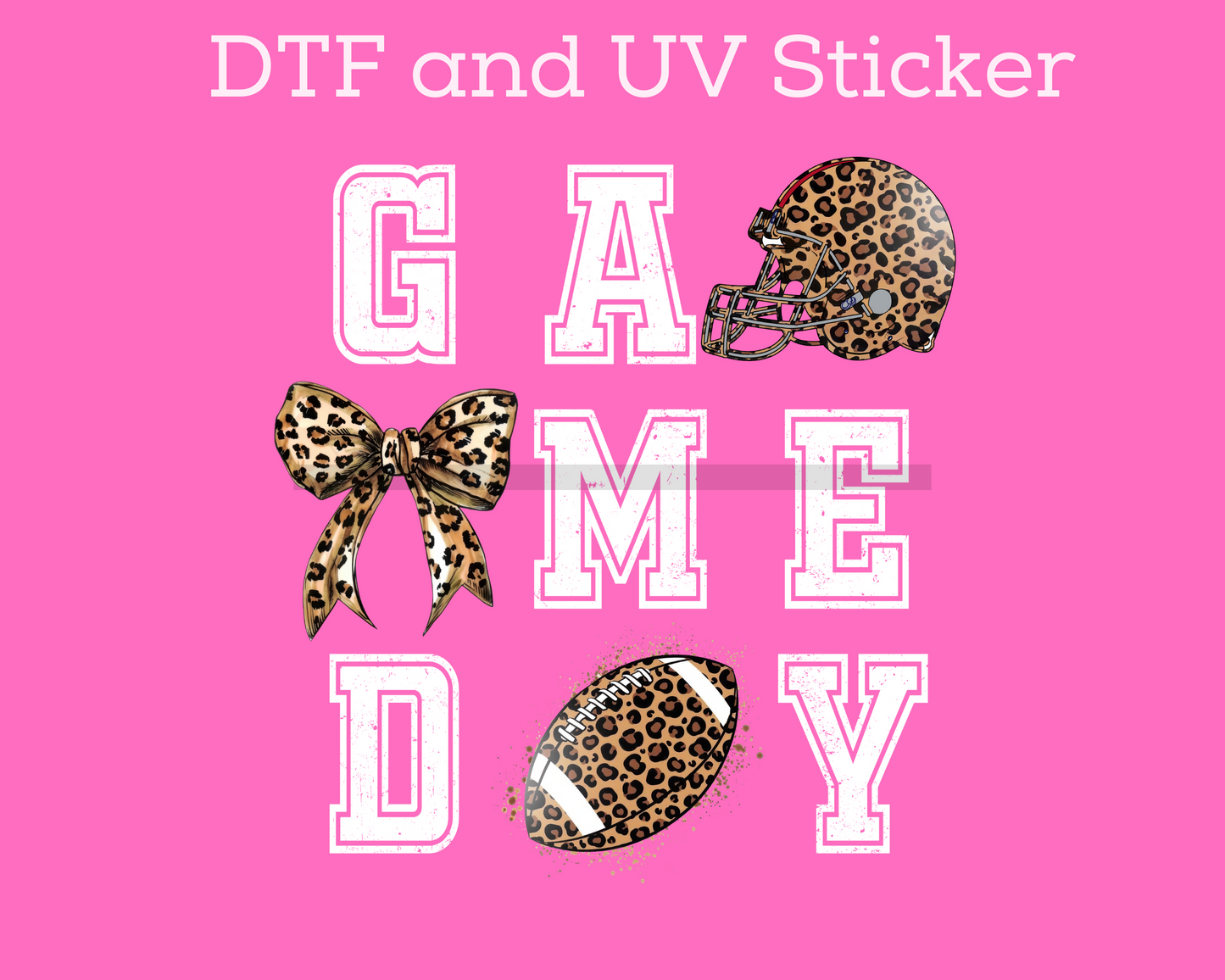 Leopard Game Day Football DTF TRANSFER or UV DTF STICKER