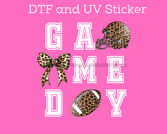 Leopard Game Day Football DTF TRANSFER or UV DTF STICKER