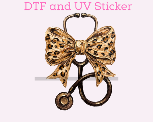 Nurse DR Leopard Stethoscope  DTF TRANSFER or UV DTF STICKER DECAL