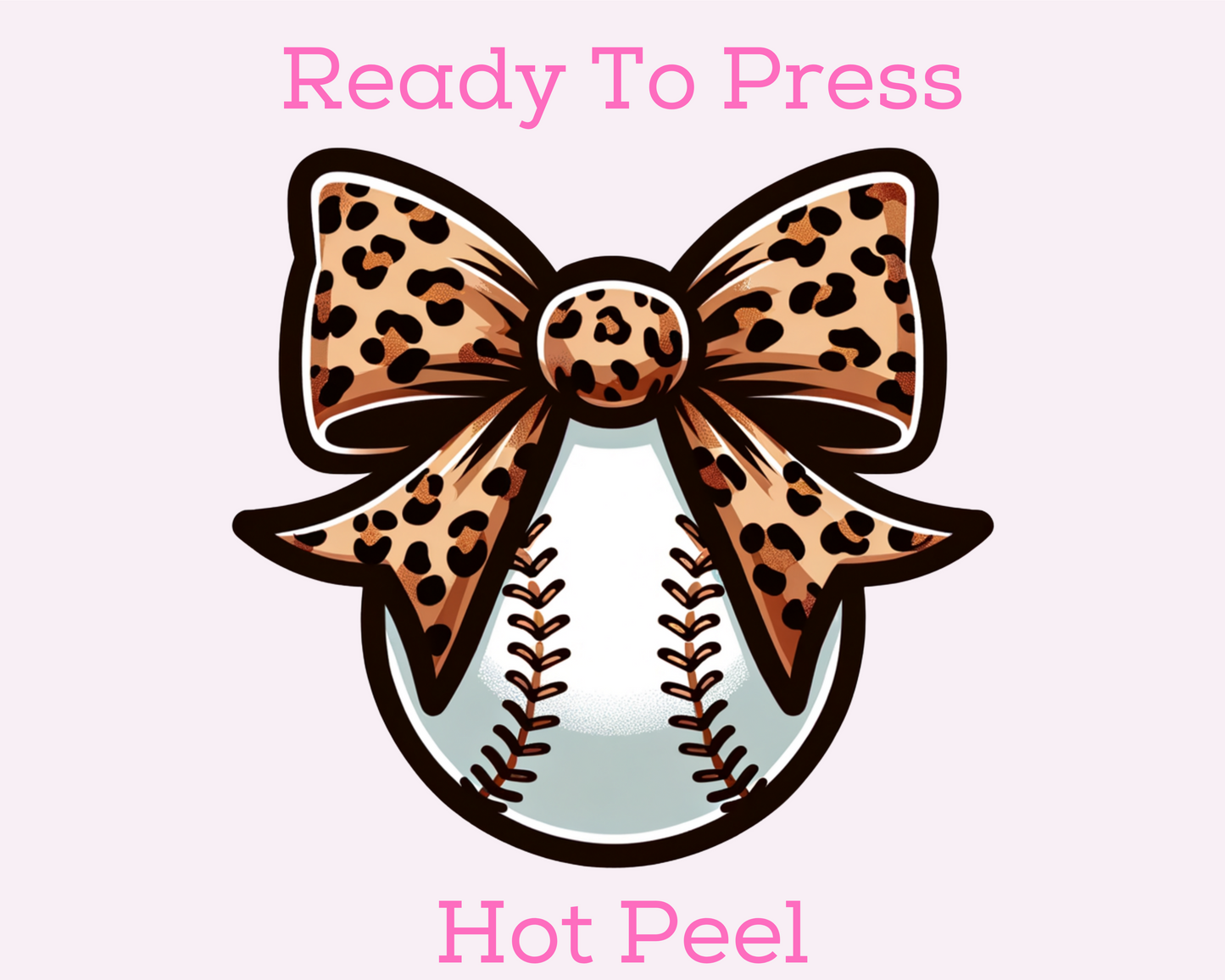 Leopard Print Coquette Bow Baseball DTF TRANSFER or UV DTF STICKER