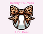 Leopard Print Coquette Bow Baseball DTF TRANSFER or UV DTF STICKER