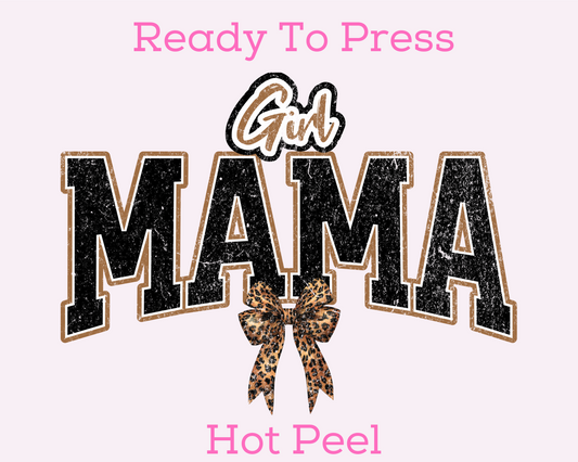 Girl Mama Leopard Bow Mom DTF TRANSFER or UV DTF STICKER DECAL