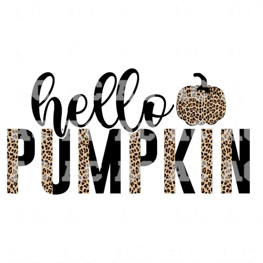 Leopard Hello Pumpkin DTF TRANSFER or UV DTF STICKER DECAL
