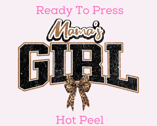 Mama's Girl Leopard Bow Mini Kid DTF TRANSFER or UV DTF STICKER DECAL