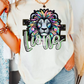 Checkered Lions Faux Embroidery School Mascot DTF TRANSFER or UV DTF STICKER