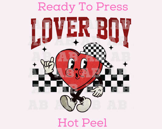 Lover Boy Heart Checkered Hat Valentine's Day DTF TRANSFER or UV DTF STICKER