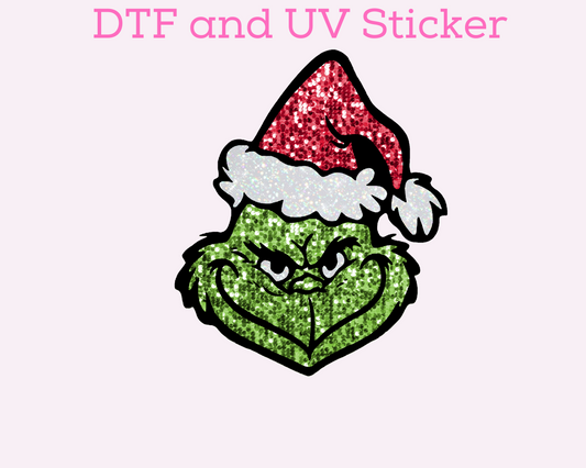 Green Man Faux Sequins Christmas DTF TRANSFER or UV DTF STICKER