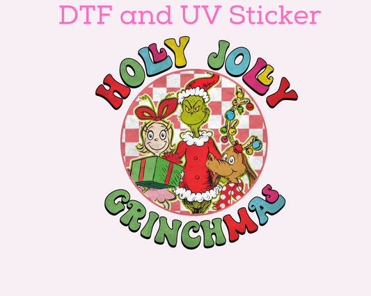 Green Man Holly Jolly Christmas Collage DTF TRANSFER or UV DTF STICKER