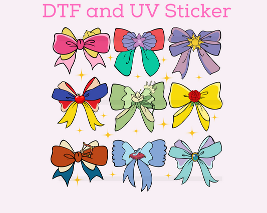 Magical Princess Bows DTF TRANSFER or UV DTF STICKER