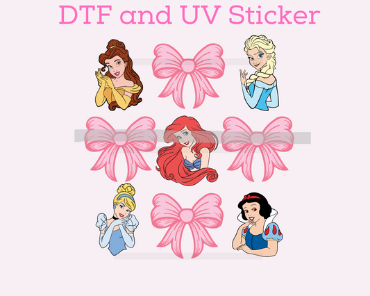 Magical Princess Fiends with Bows DTF TRANSFER or UV DTF STICKER